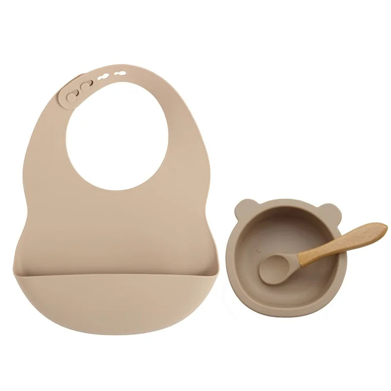 Silicone Bib Set with Bowl and Spoon