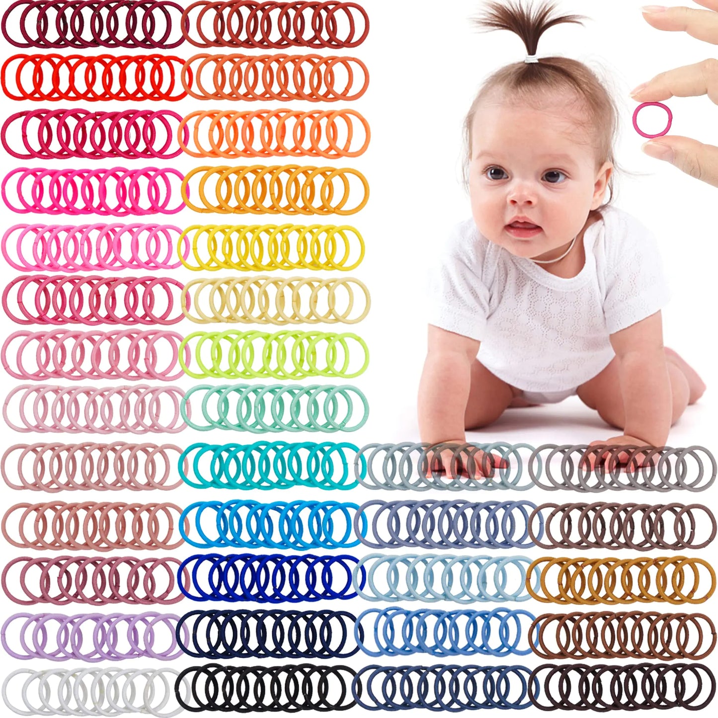 Elastic Hair Ties, 36 Colors, 360 Pieces