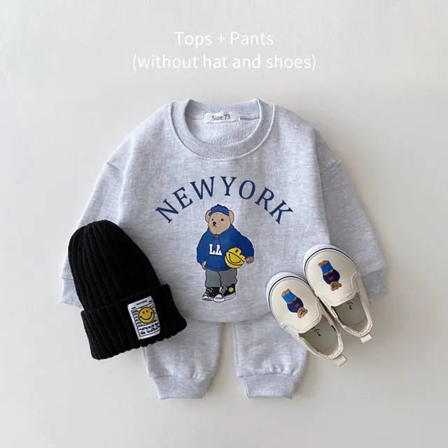 New York Baby Bear Sweatsuit Set