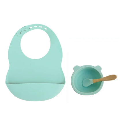 Silicone Bib Set with Bowl and Spoon