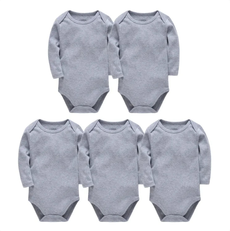 Long-Sleeved Cotton Onesies 5-Pack