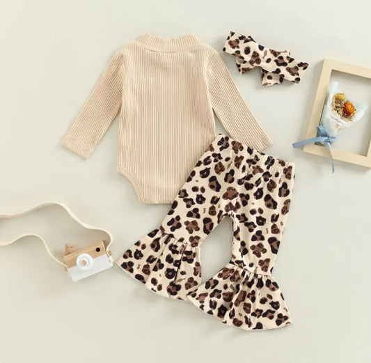 Flared Pants Baby Girl 3-Piece Set with Headband