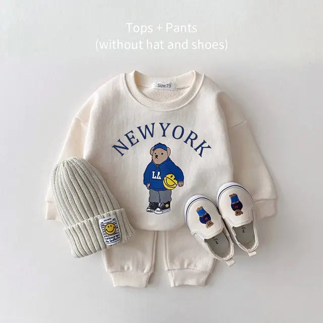 New York Baby Bear Sweatsuit Set