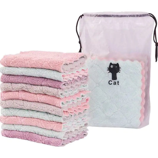 Microfiber Cleaning Towel Wipes - Set Of 10