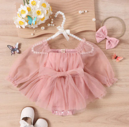 Pretty Sleeves Baby Dress with Bow