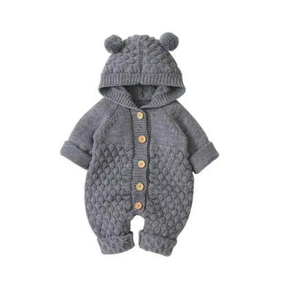 Baby Bear Knitted Hooded Jumpsuit