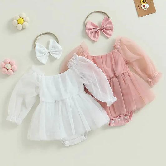 Pretty Sleeves Baby Dress with Bow