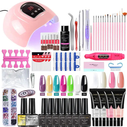 Complete PolyGel Nail Salon Kits including UV Lamp