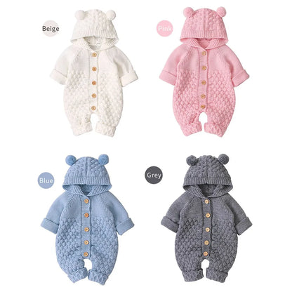 Baby Bear Knitted Hooded Jumpsuit