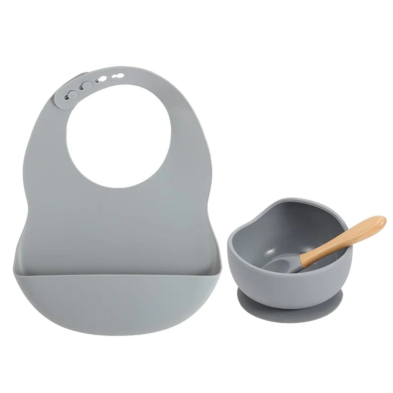 Silicone Bib Set with Bowl and Spoon