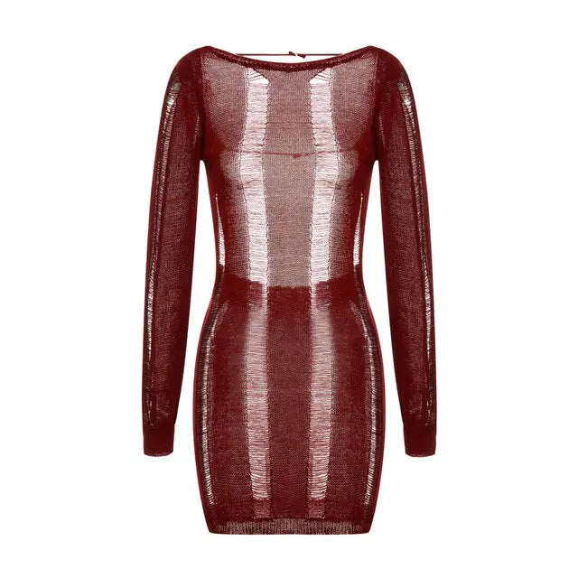 Sheer Stripes Knit Dress