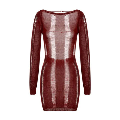 Sheer Stripes Knit Dress