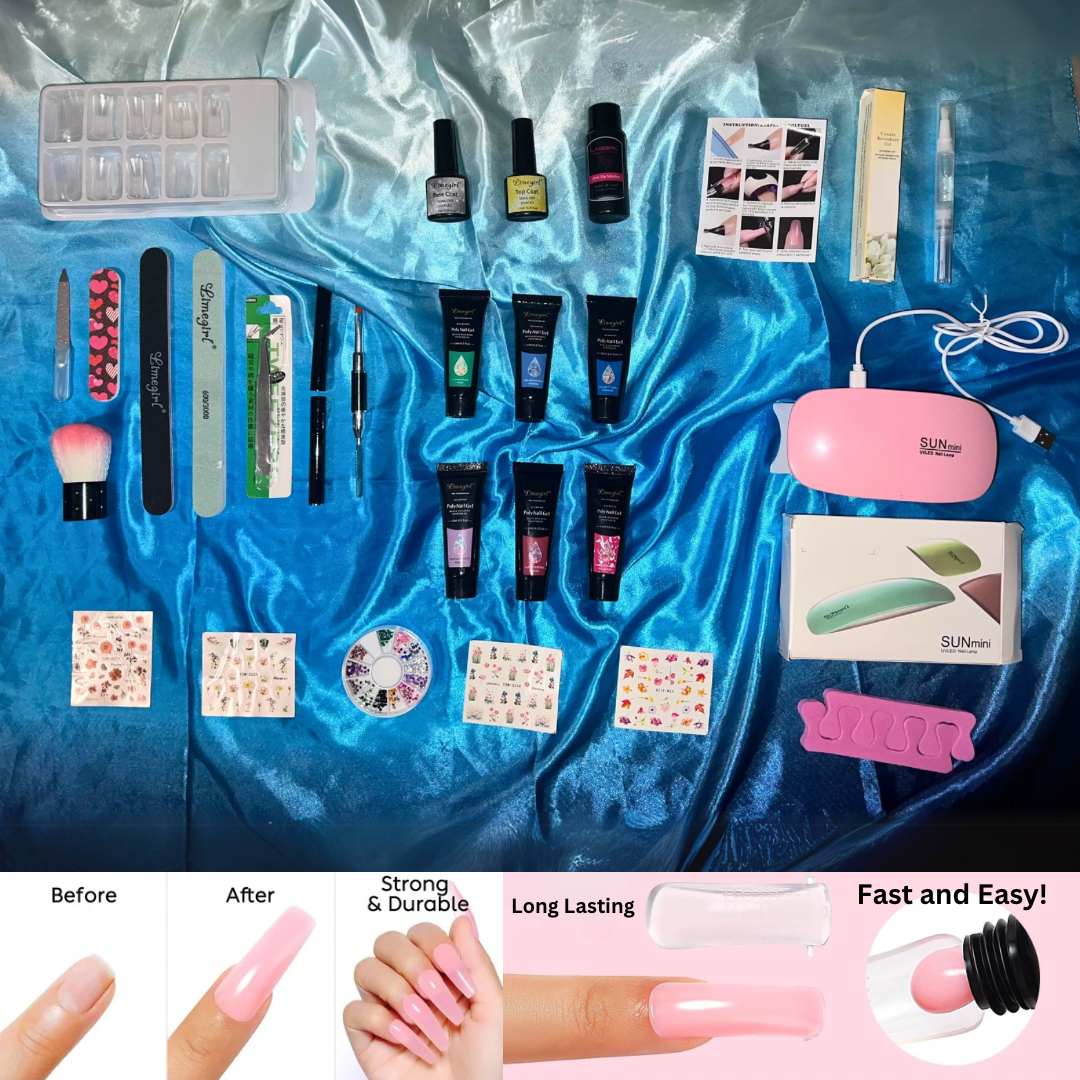 Complete PolyGel Nail Salon Kits including UV Lamp