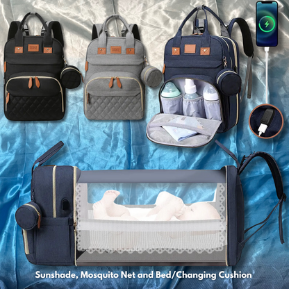 Change & Chill Backpack: Diaper Bag with Changing Station/Playpen/Bed