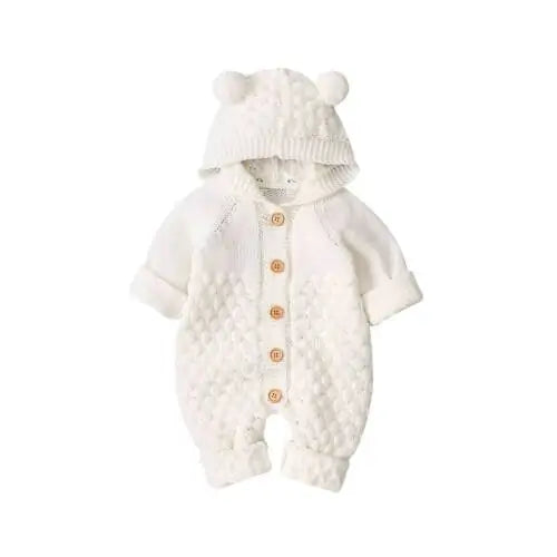 Baby Bear Knitted Hooded Jumpsuit