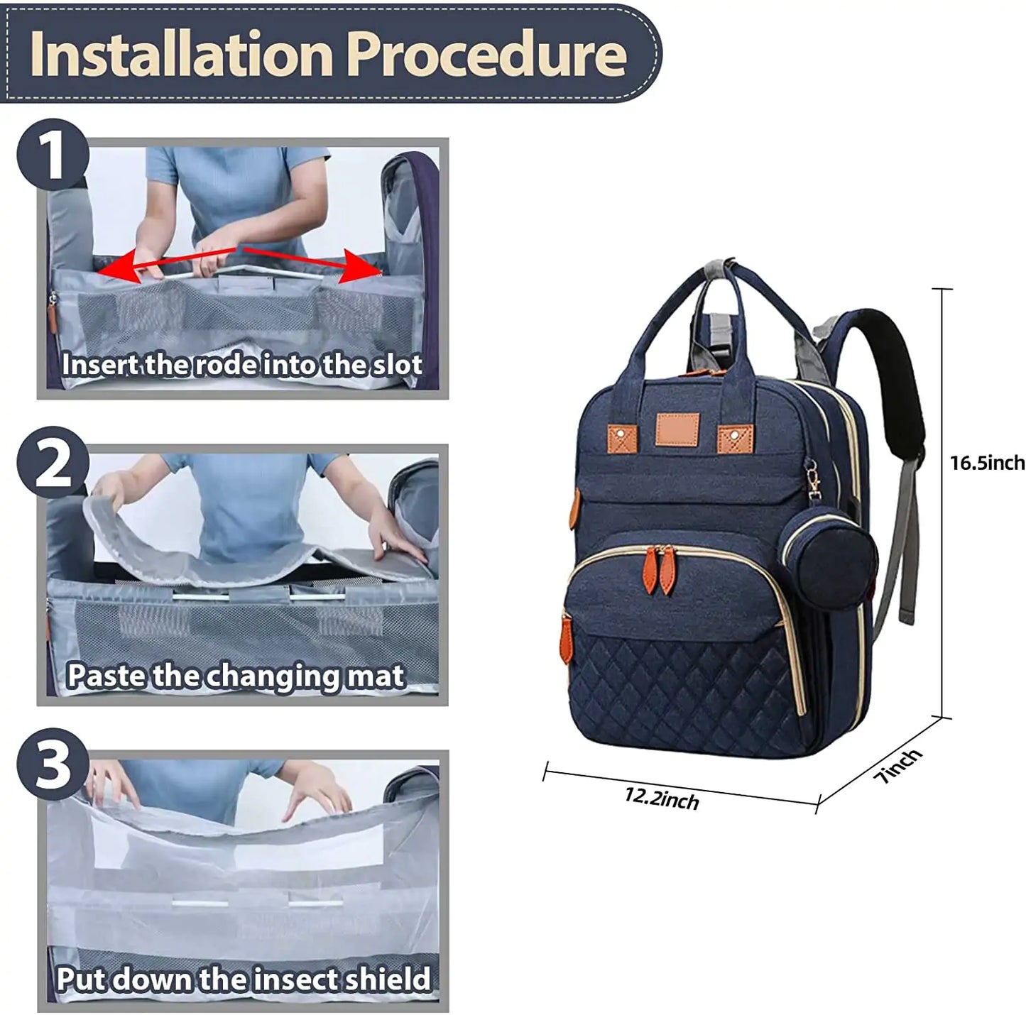 Change & Chill Backpack: Diaper Bag with Changing Station/Playpen/Bed