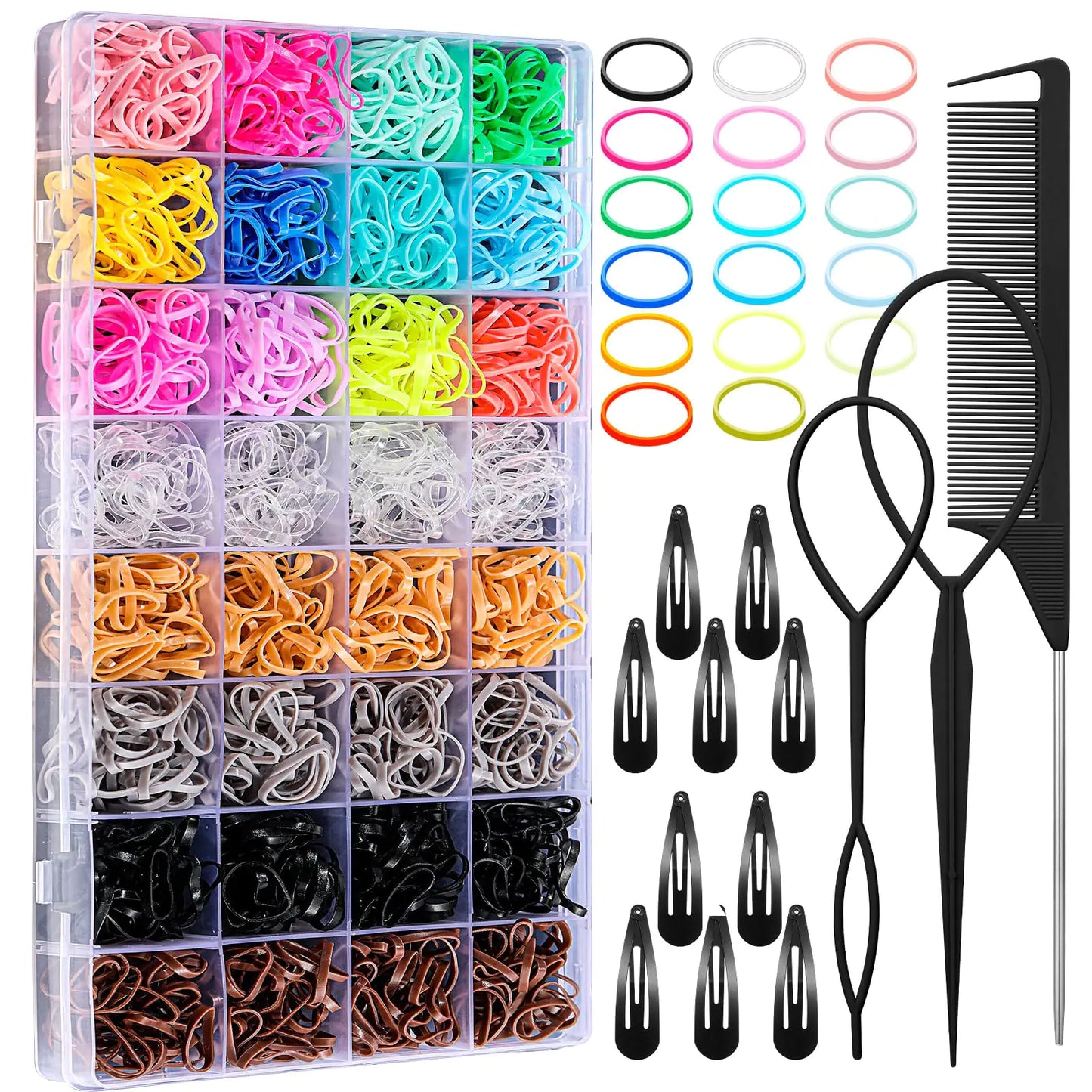 Rubber Hair Ties, 17 Colors, 2000 Pieces