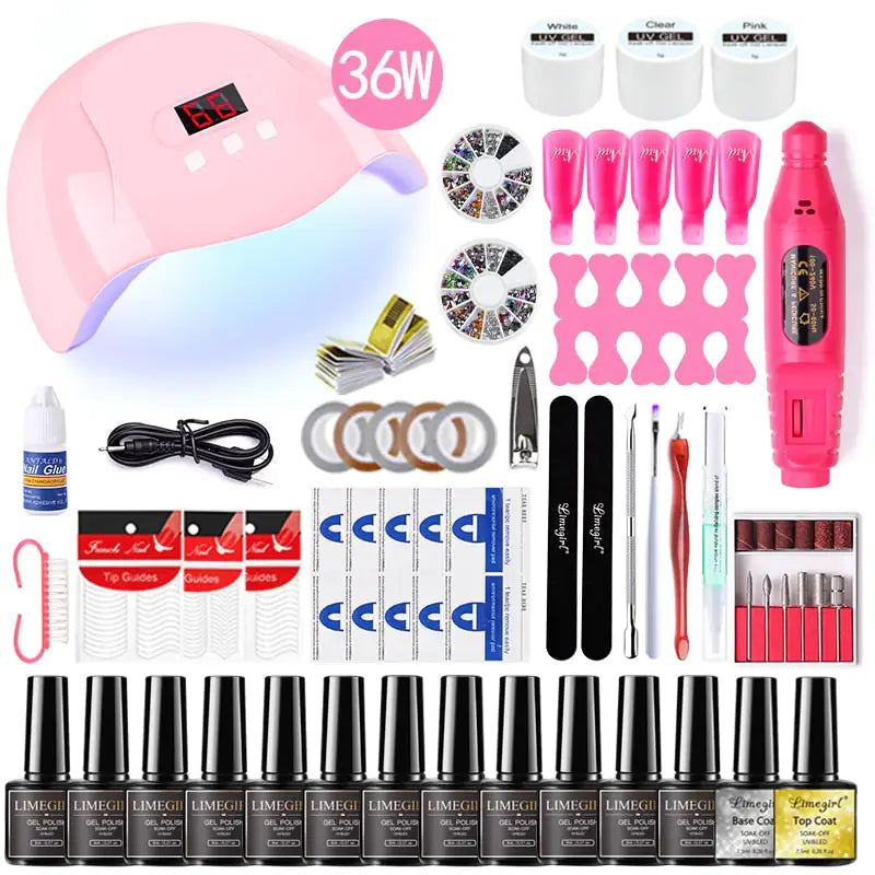 Complete PolyGel Nail Salon Kits including UV Lamp