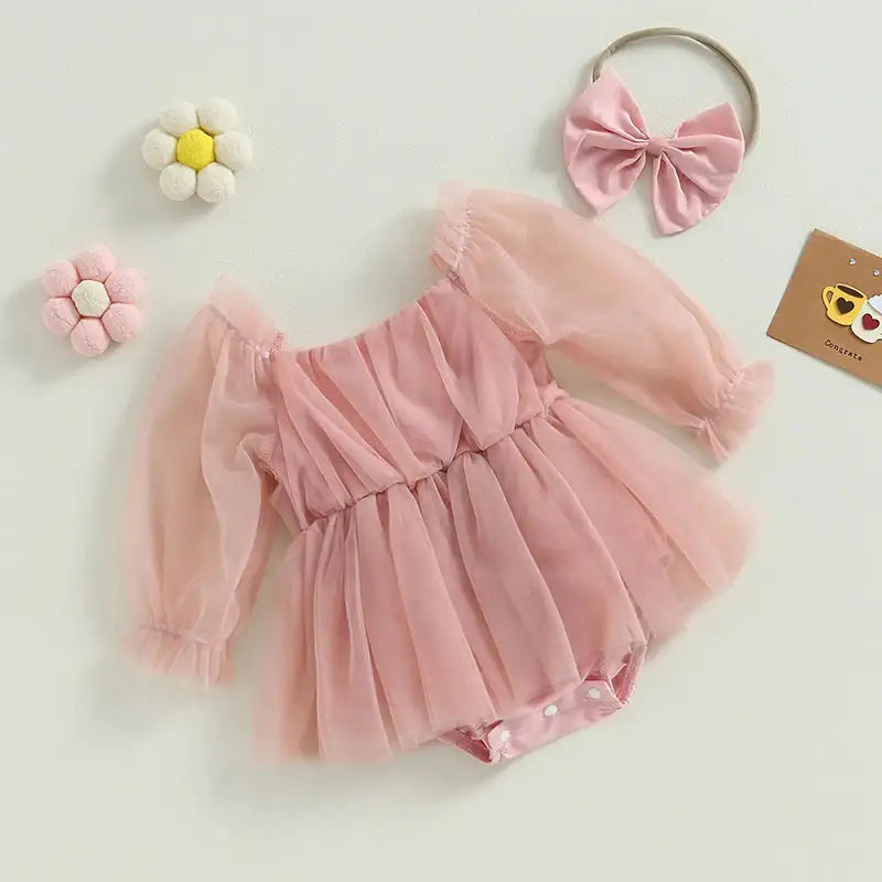 Pretty Sleeves Baby Dress with Bow