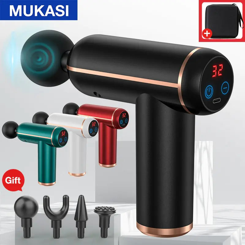 Portable, Powerful Massage Gun Set with 4 Massage Heads