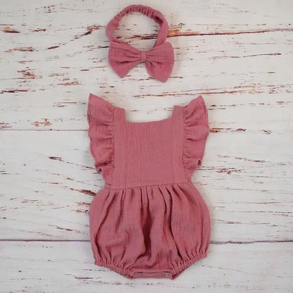 Traditional Baby Romper with Bow