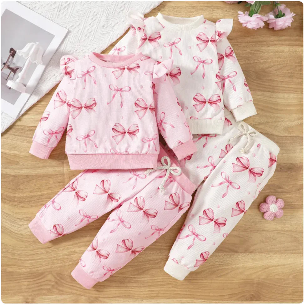 Pink Bows Baby Sweatshirt Set