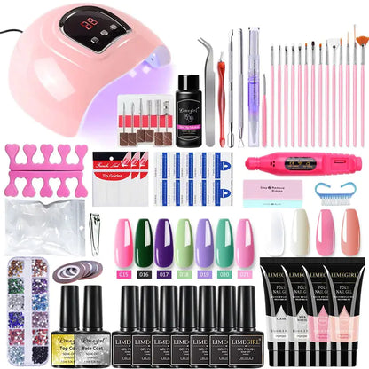 Complete PolyGel Nail Salon Kits including UV Lamp