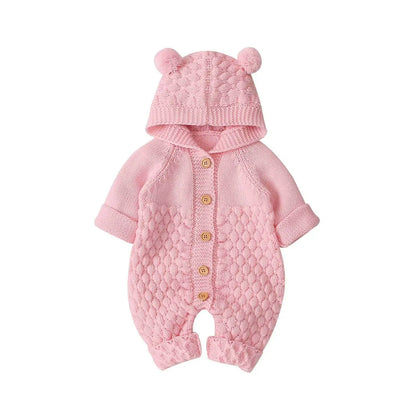 Baby Bear Knitted Hooded Jumpsuit