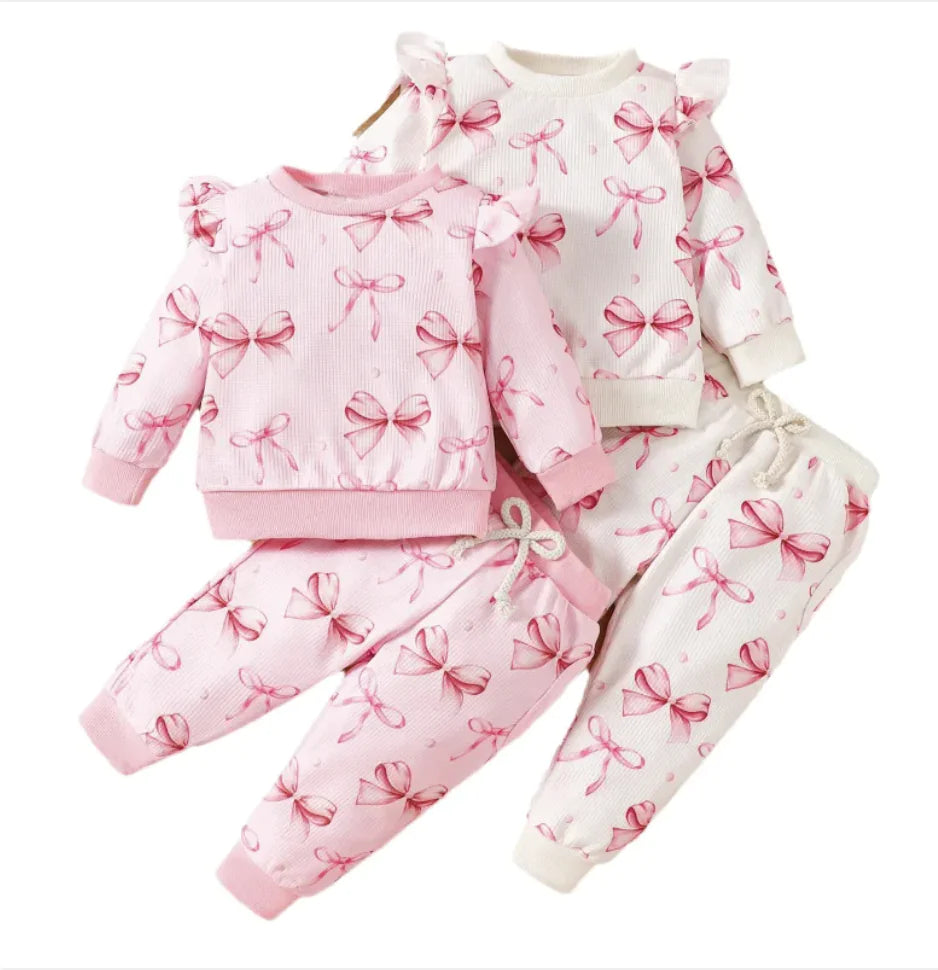 Pink Bows Baby Sweatshirt Set