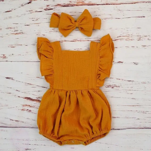 Traditional Baby Romper with Bow