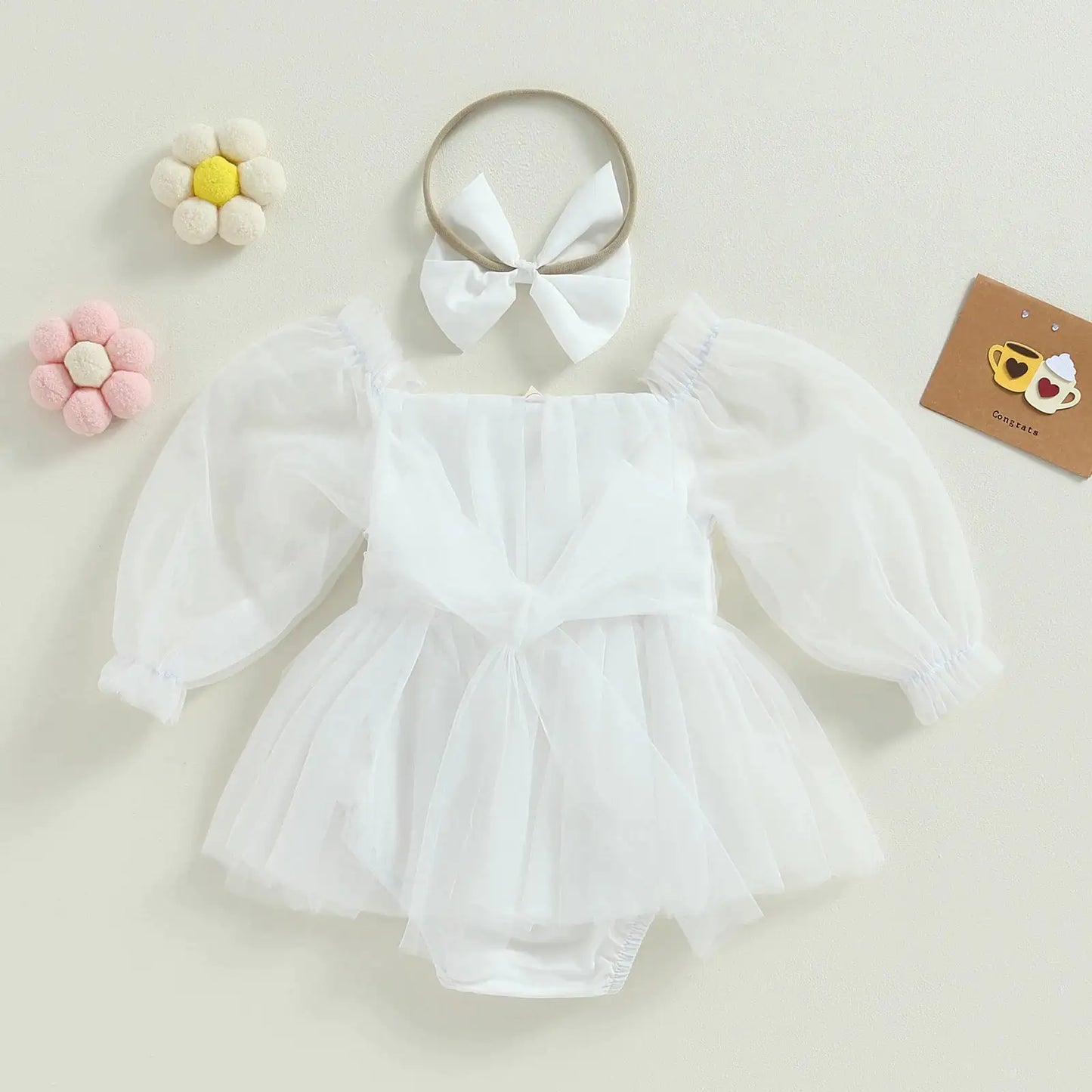 Pretty Sleeves Baby Dress with Bow