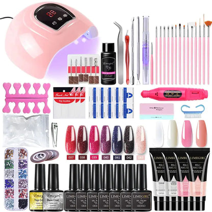 Complete PolyGel Nail Salon Kits including UV Lamp