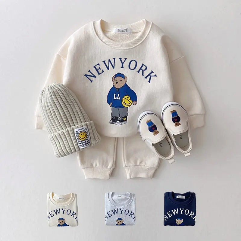 New York Baby Bear Sweatsuit Set