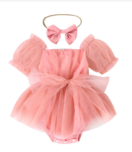 Pretty Sleeves Baby Dress with Bow