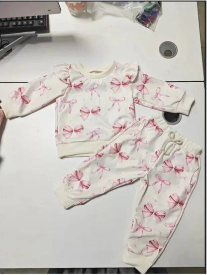 Pink Bows Baby Sweatshirt Set