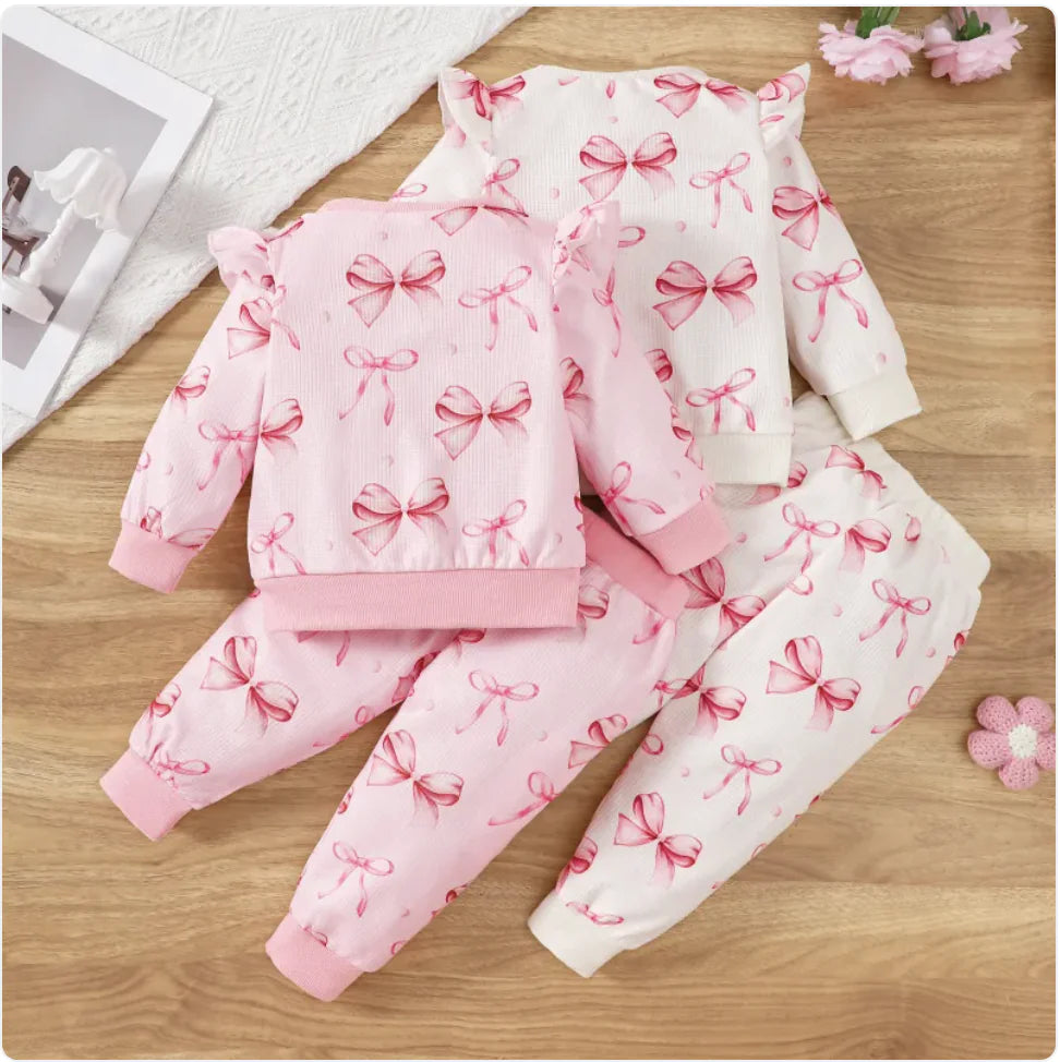 Pink Bows Baby Sweatshirt Set