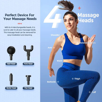 Portable, Powerful Massage Gun Set with 4 Massage Heads