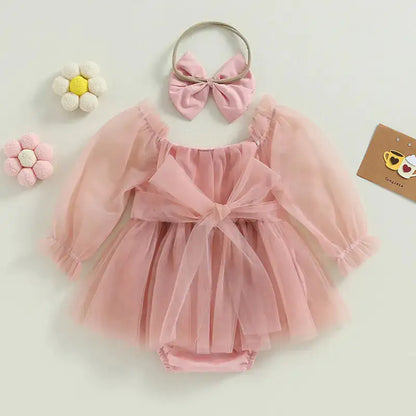 Pretty Sleeves Baby Dress with Bow