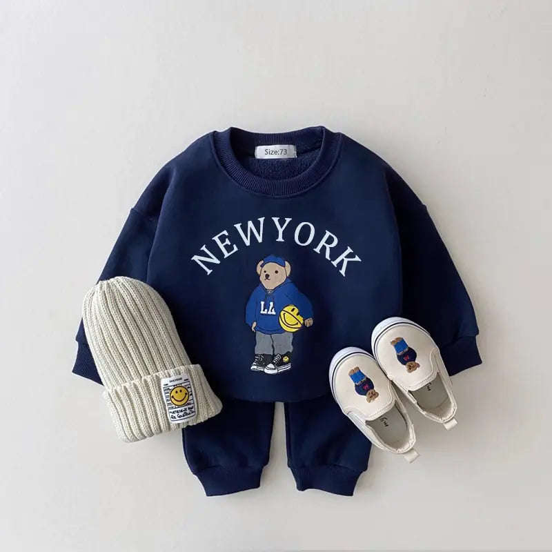 New York Baby Bear Sweatsuit Set