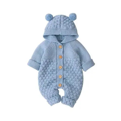 Baby Bear Knitted Hooded Jumpsuit