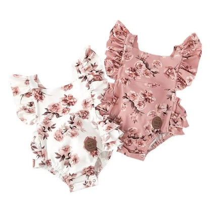 Floral Baby Romper with Headband