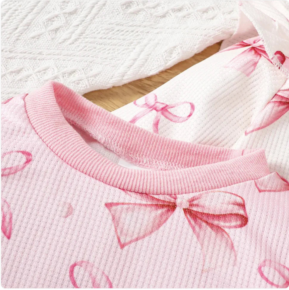 Pink Bows Baby Sweatshirt Set